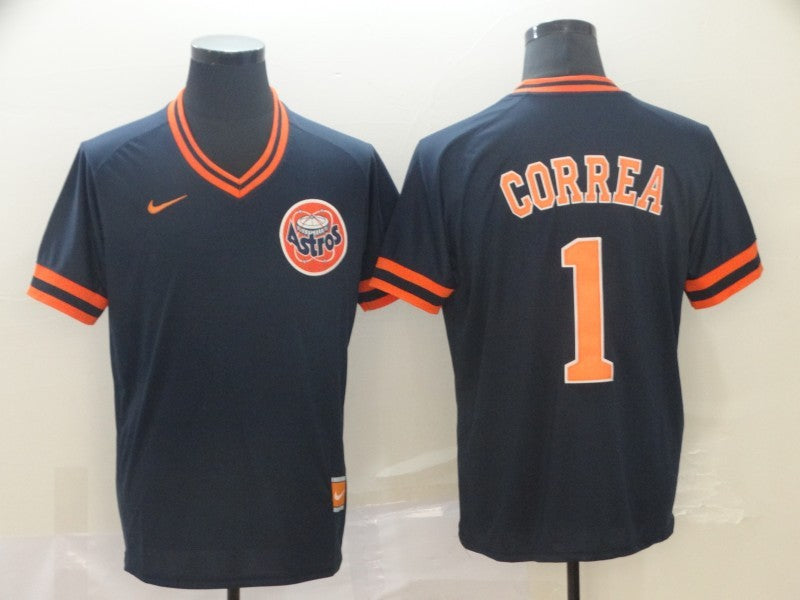 Men's Houston Astros Carlos Correa #1 Navy Authentic Jersey